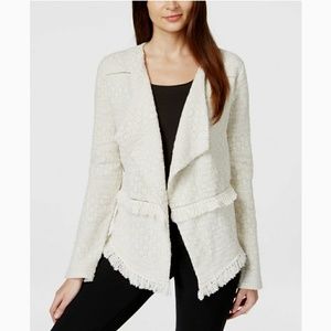 INC International Concepts tweed fringe sweater